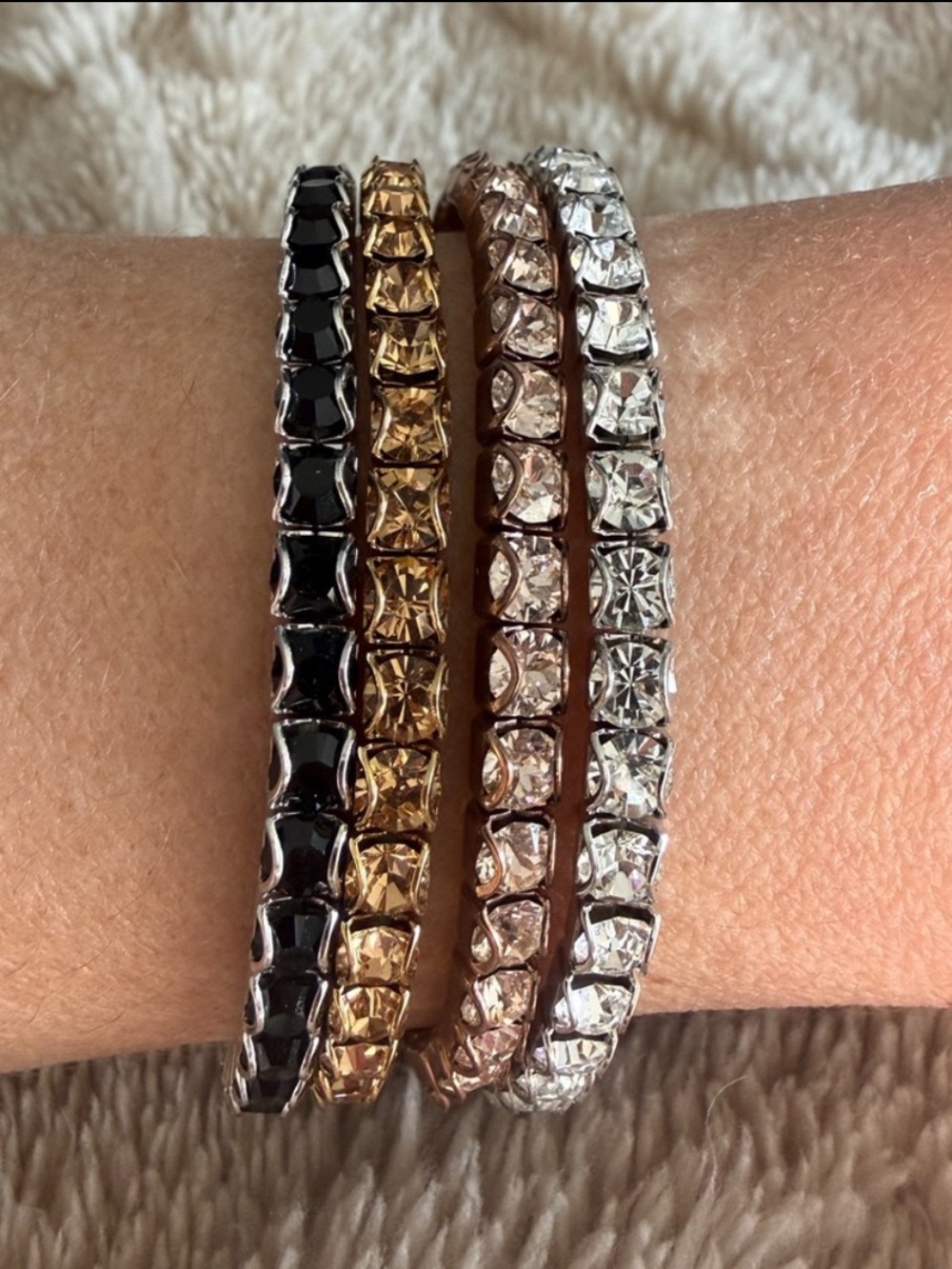 Black & Silver Touchstone Crystal by Swarovski stretch bracelet
